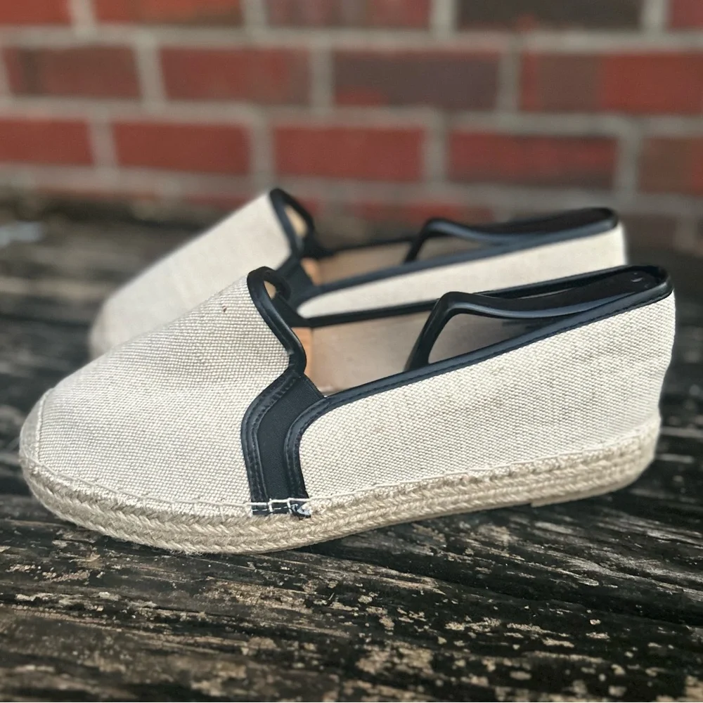 NWOB Evans Beige Edged Detail Espadrille Shoes Size 9 EEE Extra Wide Fit (UK 7)